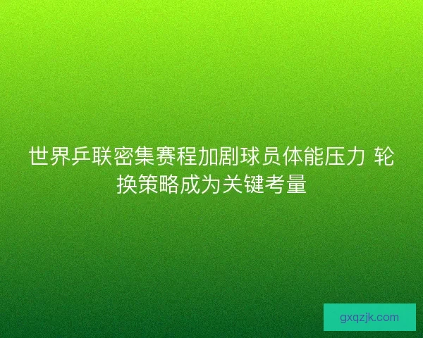 世界乒联密集赛程加剧球员体能压力 轮换策略成为关键考量 世界乒联密集赛程加剧球员体能压力 轮换策略成为关键考量