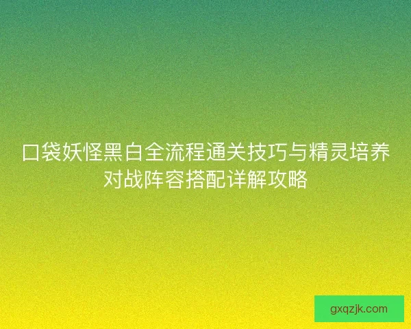 口袋妖怪黑白全流程通关技巧与精灵培养对战阵容搭配详解攻略 口袋妖怪黑白全流程通关技巧与精灵培养对战阵容搭配详解攻略