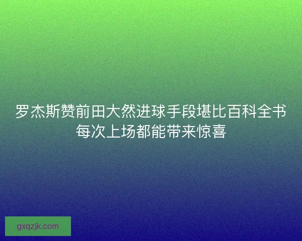 罗杰斯赞前田大然进球手段堪比百科全书每次上场都能带来惊喜